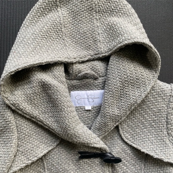 Jessica Simpson Hooded Textured Wool Coat - L - Picture 5 of 16
